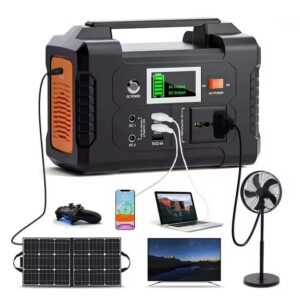 Portable Power Station 300W Power Supply Lithium Ion Battery System Charging Rechargeable Solar Generator Solar Panel Outdoor